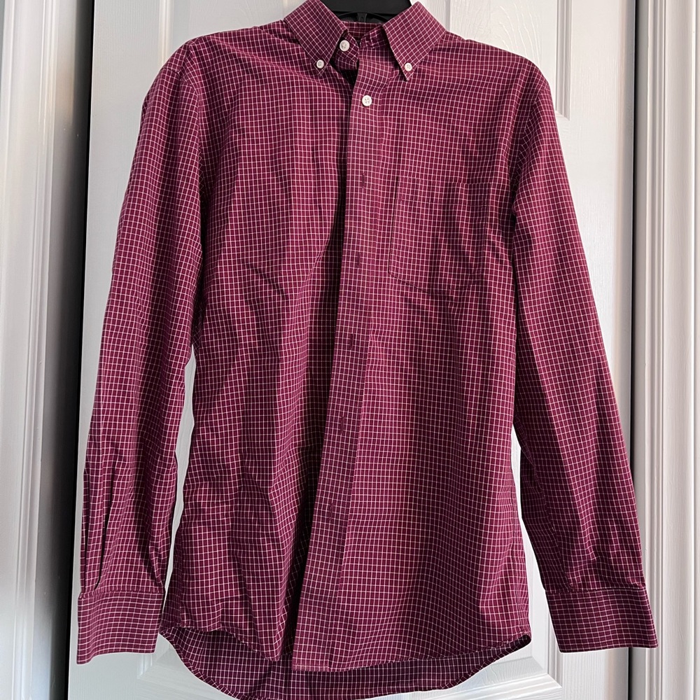 LL Bean Small Burgundy Long Sleeve Button Down
